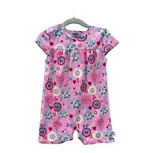Zutano Itzy Bitzy Baby Girl Summer Romper Pink Birds Flowers Dragonflies size 18